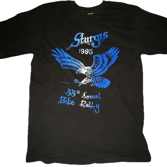 Vintage Sturgis Black Hills Rally 55th Annual 1995 Eagle T-Shirt 90s Sz L Biker - Picture 1 of 5